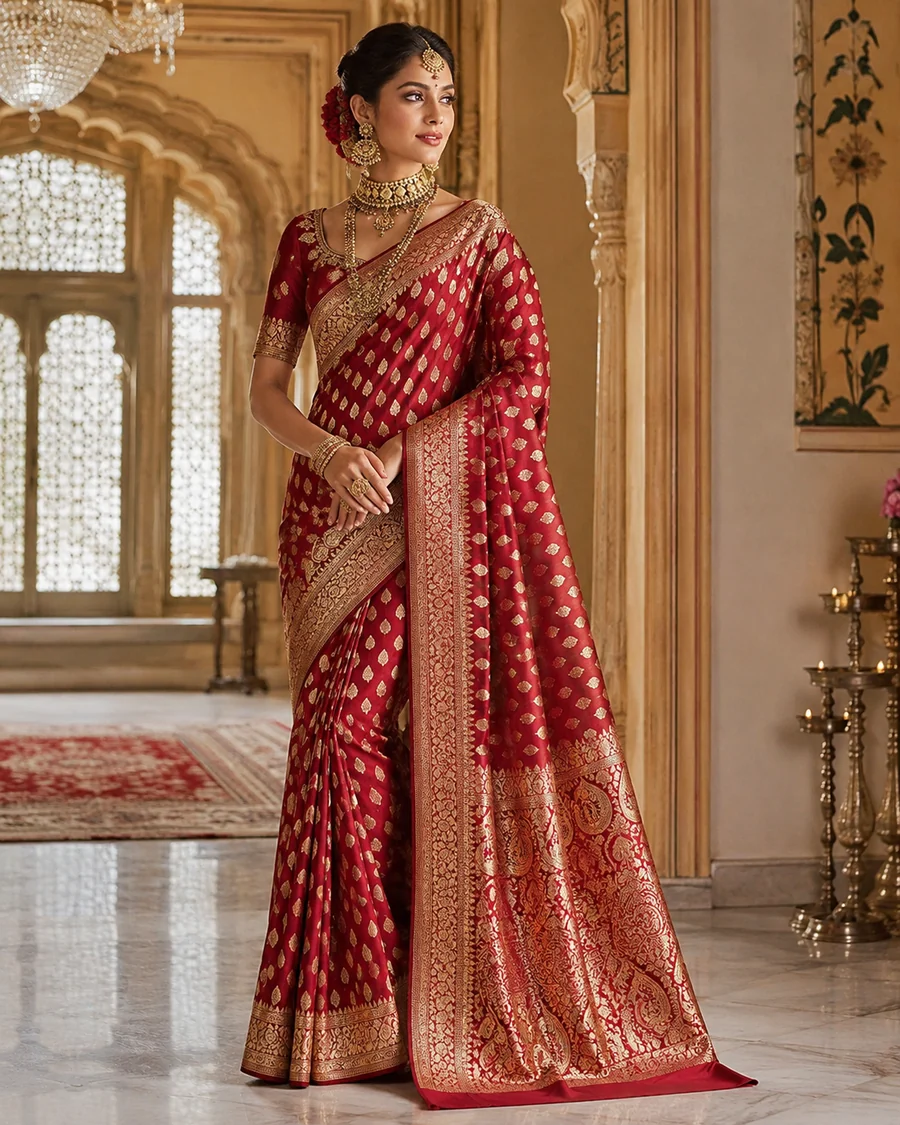 Royal red Banarasi saree