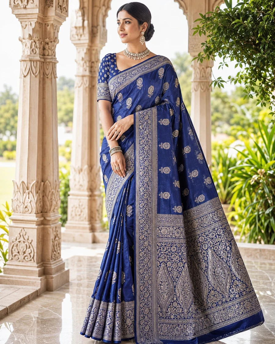 Blue silk saree